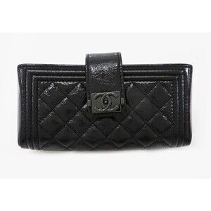 CHANEL Boy clutch pouch black